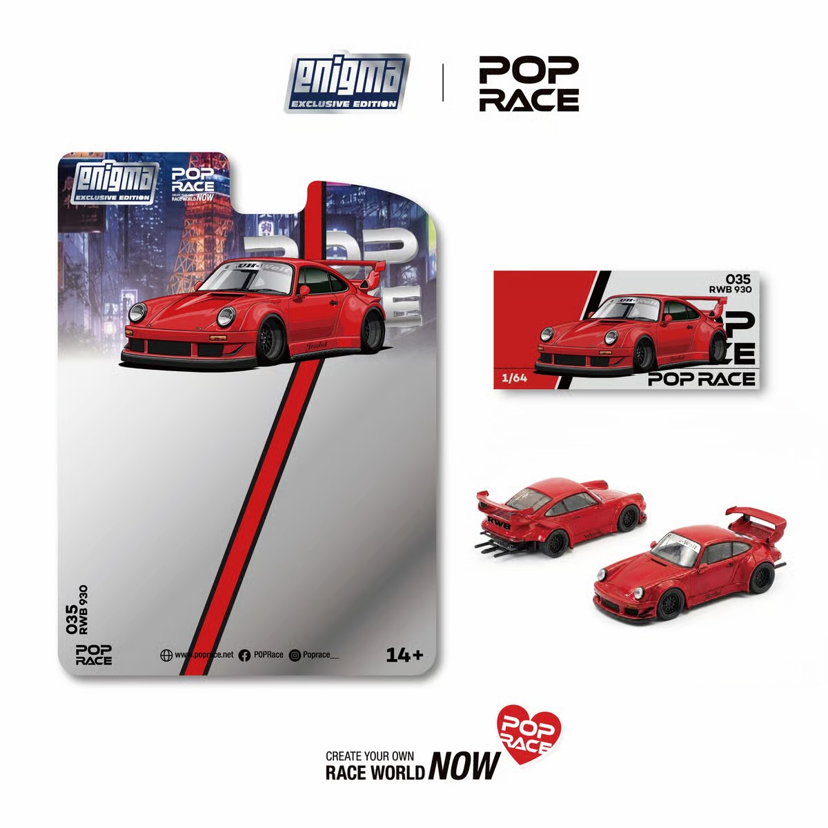 Porsche RWB 930 red 1:64 Pop Race