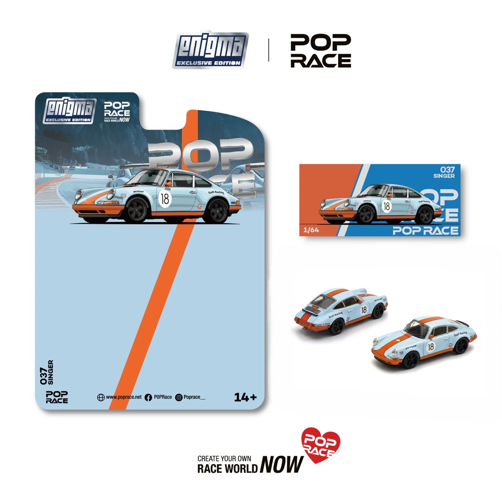 Singer Gulf Racing #18 orange/blue 1:64 Pop Race