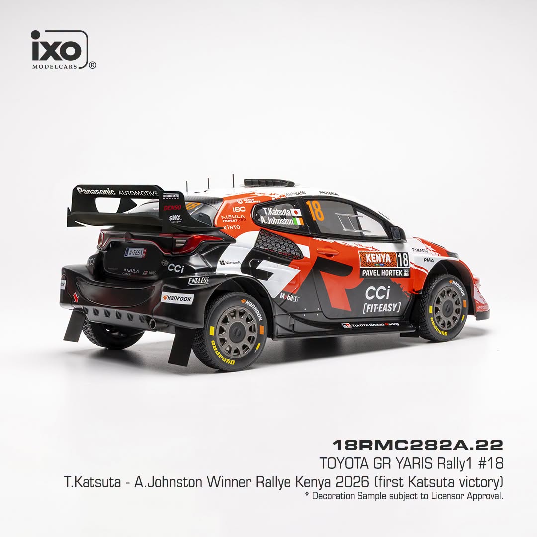 Toyota GR Yaris Rally1 WRC #18 Katsuta/Johnston Winner Rally Kenya 2026 First Victory Takamoto Katsuta 1:18 Ixo Models