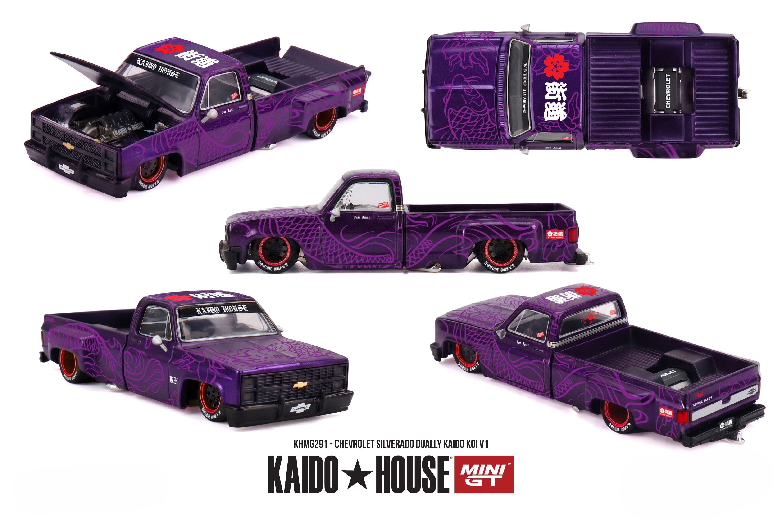 Chevrolet Silverado Dually Kaido KOI V1 1980 purple 1:64 Mini GT