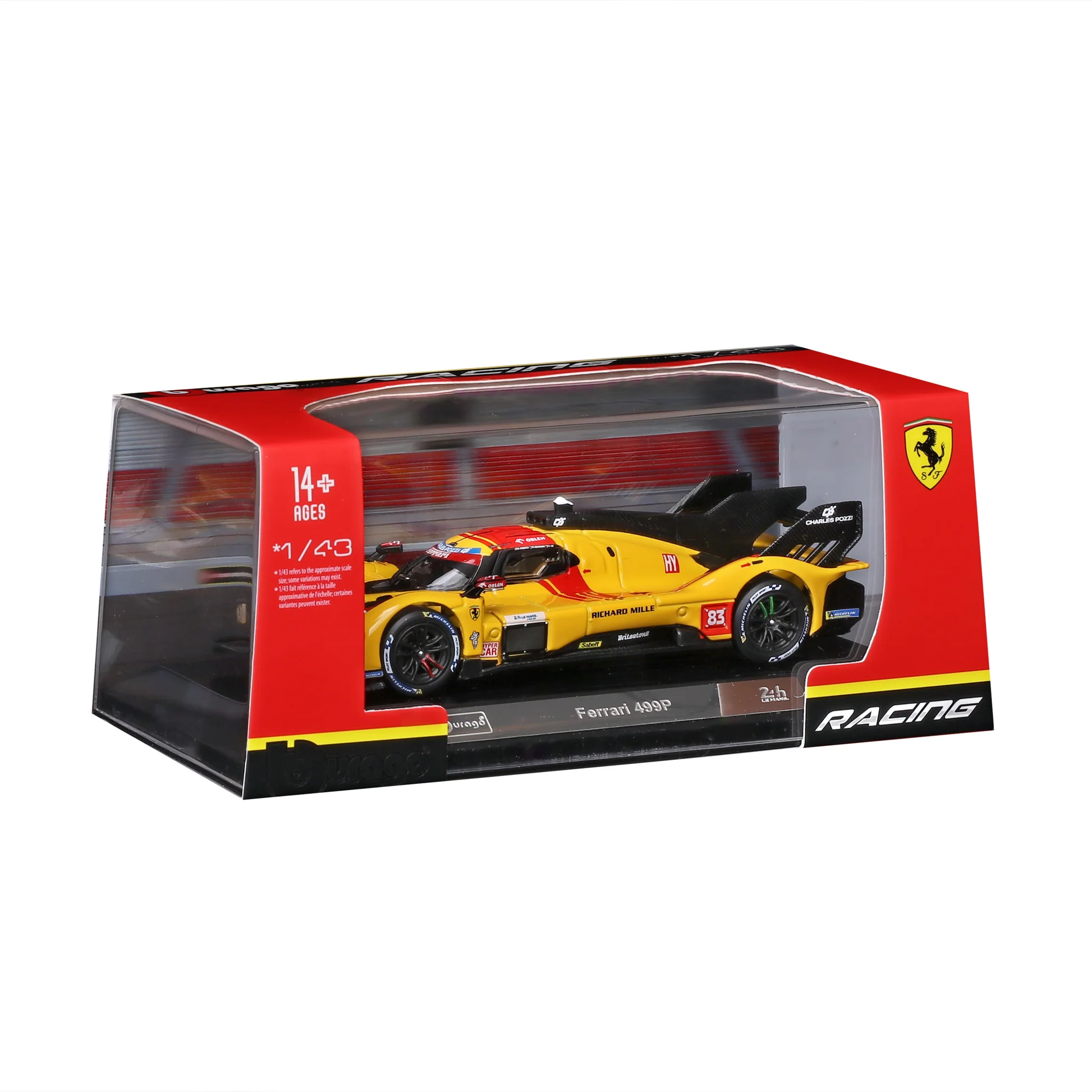 Ferrari 499P 3.0l Turbo V6 #83 Robert Kubica/Yifei Ye/Phil Hanson Team AF Corse Winner 24h Le Mans 2025 1:43 Bburago