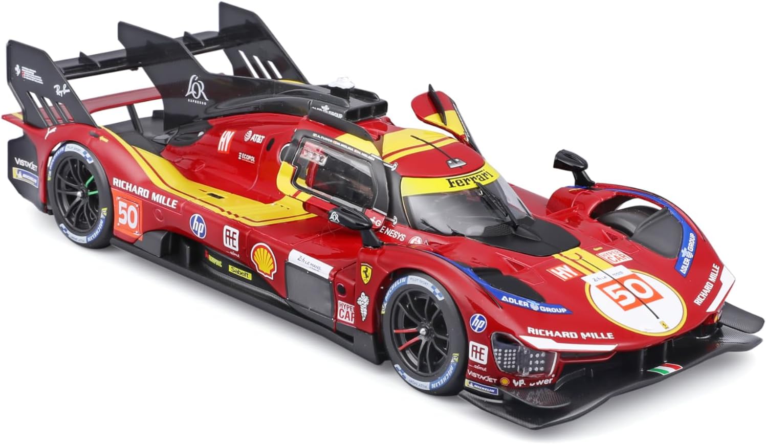 Ferrari 499P 3.0L TURBO V6 #50 Fuoco/Nielsen/Molina 24H Le Mans 2025 1:18 Bburago