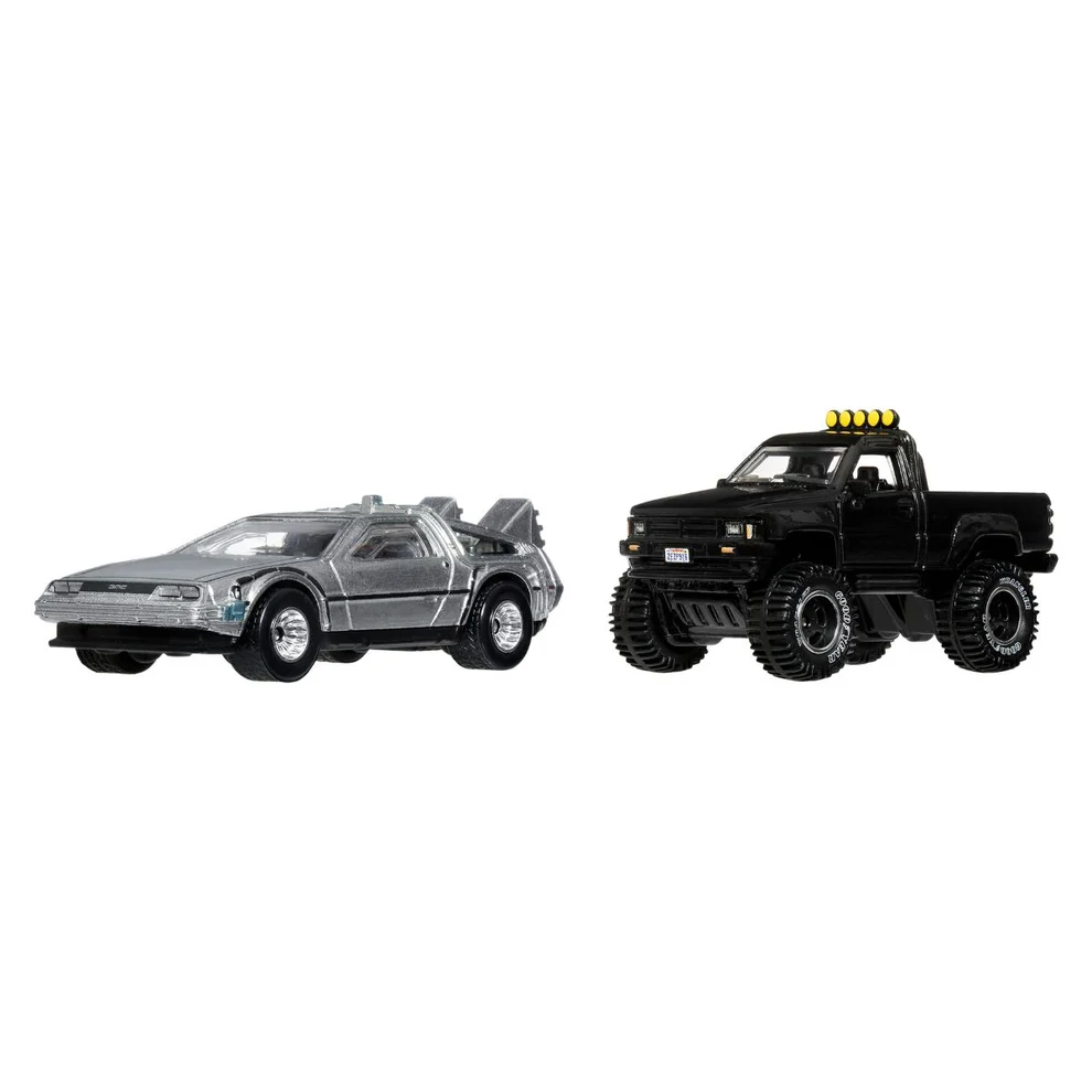 Back To The Future Time Machine & Toyota Pickup Truck/Camionnette 1987 *Back To The Future* black/silver 1:64 HotWheels