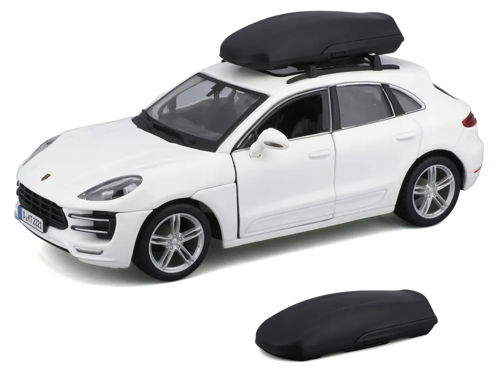 Porsche Macan + Cargo Roof Box 2013 white 1:24 Bburago