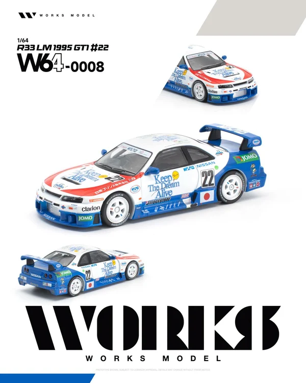 Nissan R33 LM GT1 #22 1995 blue/white/red 1:64 WORKS