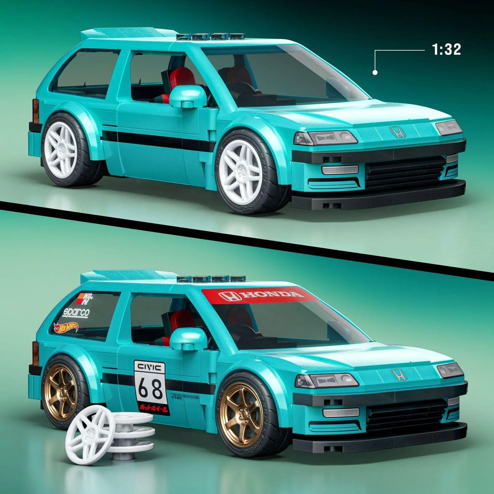Honda Civic EF Custom 1990 1:32 Hot Wheels Brick Shop