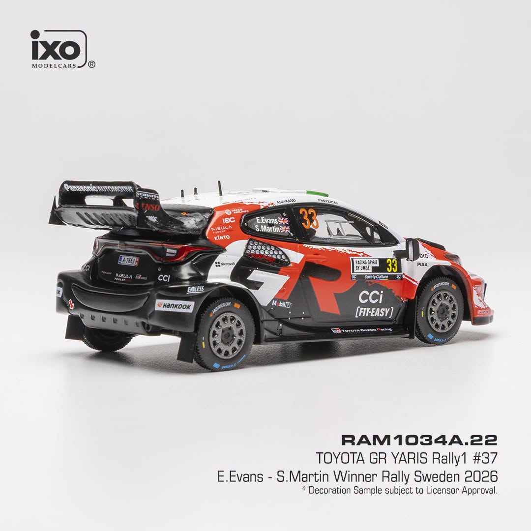 Toyota Yaris GR WRC Rally 1 Team Toyota Gazoo Racing WRT #37 Bertelli/Scattolin Rally Sweden 2026 1:43 Ixo Models