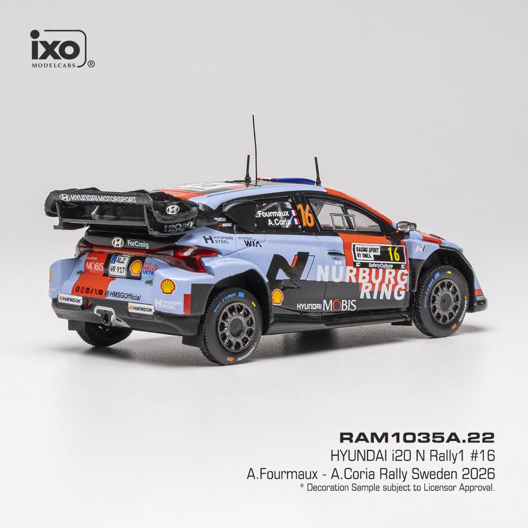 Hyundai i20 N WRC Rally1 Team Shell Mobis WRT #16 Formaux/Coria 5th Rally Sweden 2026 1:43 Ixo Models