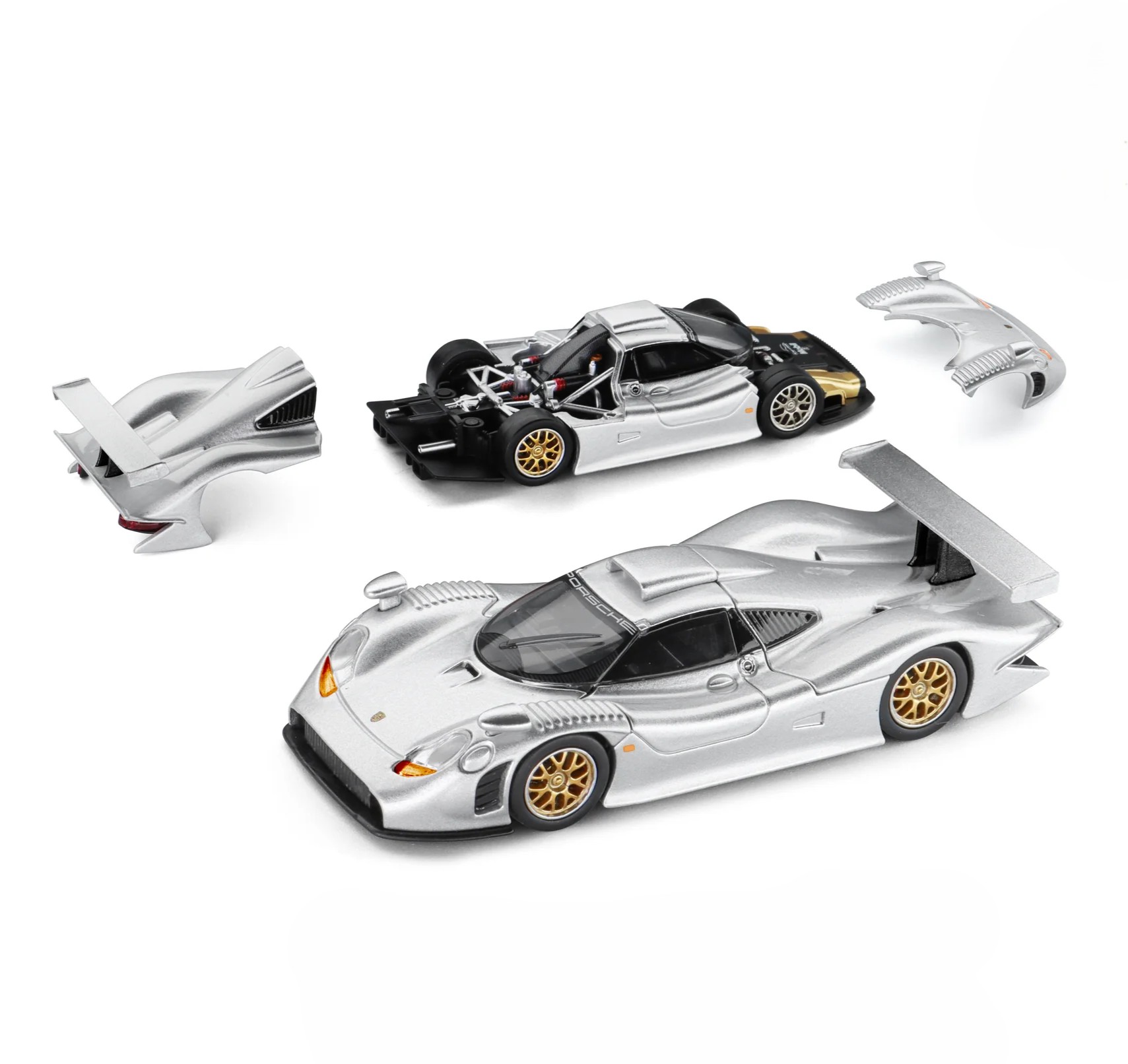 Porsche 911 GT1 1998 silver 1:64 Trends Hobby