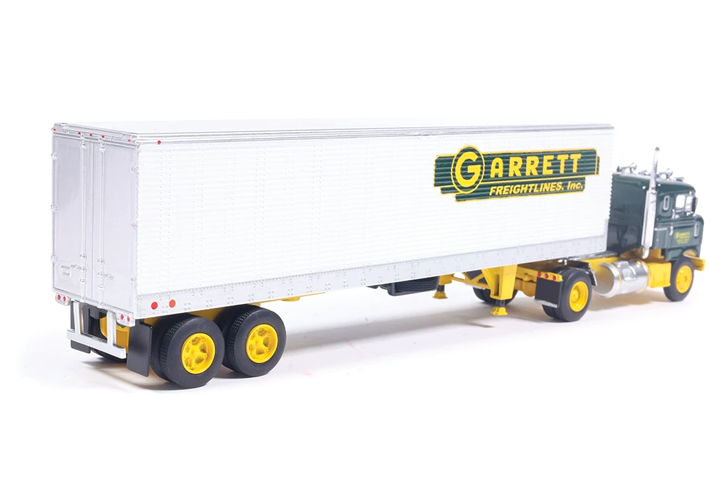 Kenworth Bullnose Garrett Freightlines 1950 With Vintage Trailer yellow/green 1:64 Ixo America