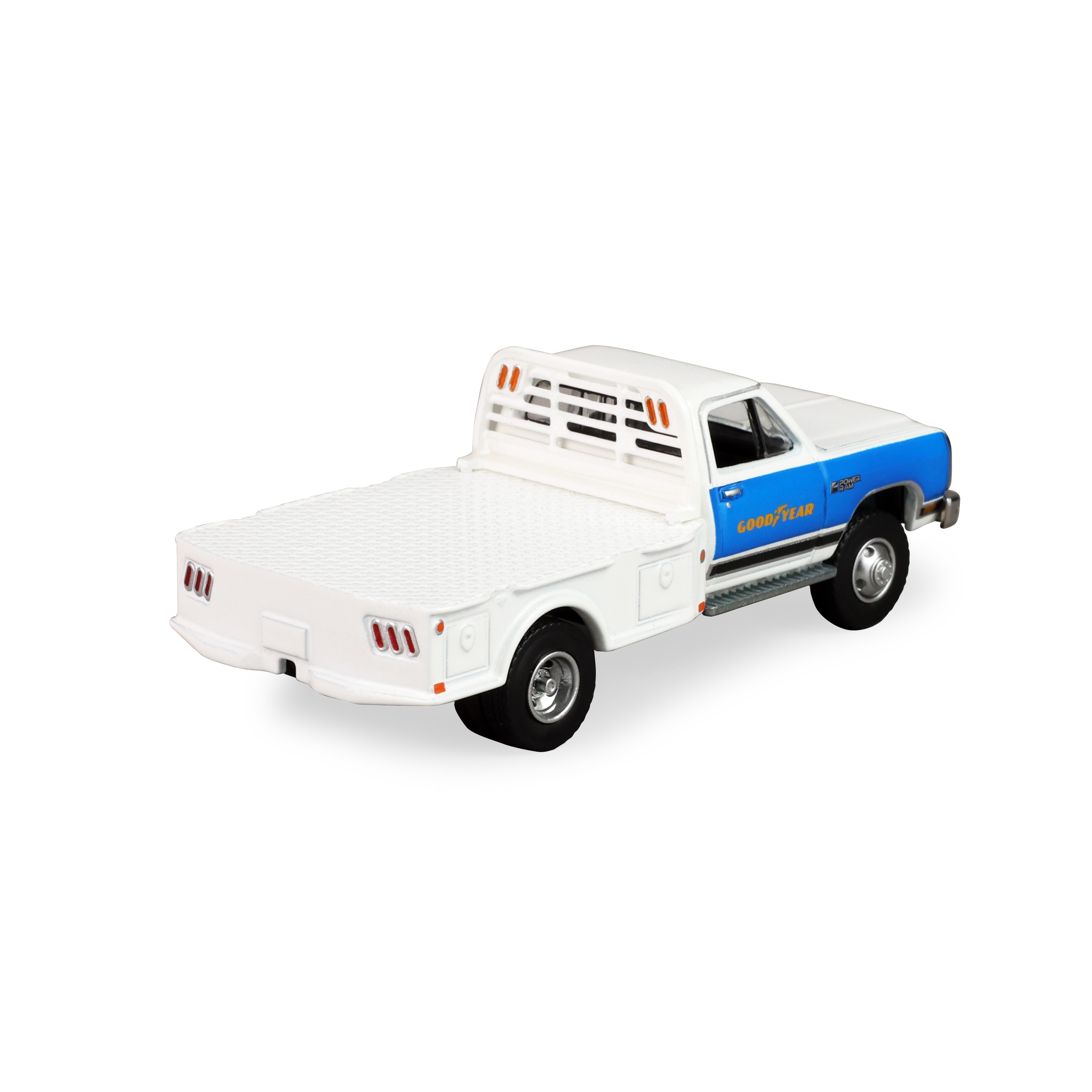 Dodge Ram W350 Power Ram Dually Flatbed 1981 Goodyear *Dually Drivers Series 17* gloss white 1:64 Greenlight