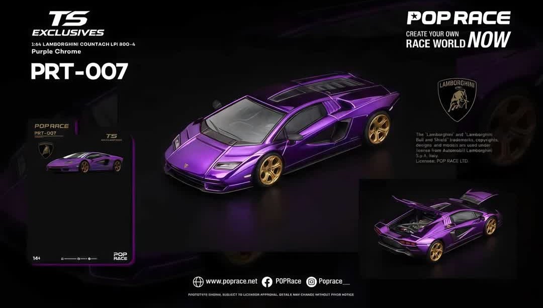Lamborghini Countach LPI 800-4 *Tokyo Station Exclusives* purple chrome 1:64 Pop Race Limited