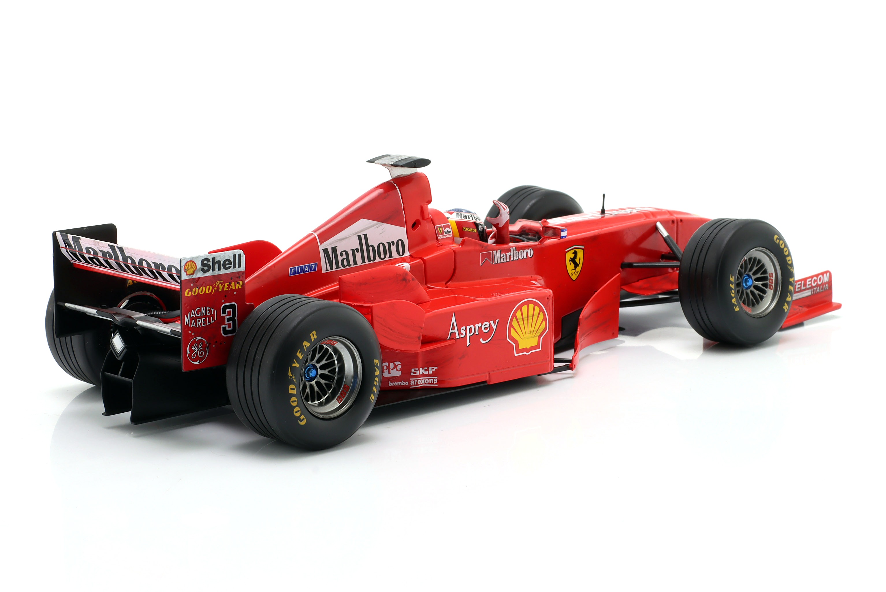 Ferrari F300 #3 M.Schumacher Winner Canadian GP F1 1998 Dirty Version with Rised Arm + Collectors Box 1:18 Werk83