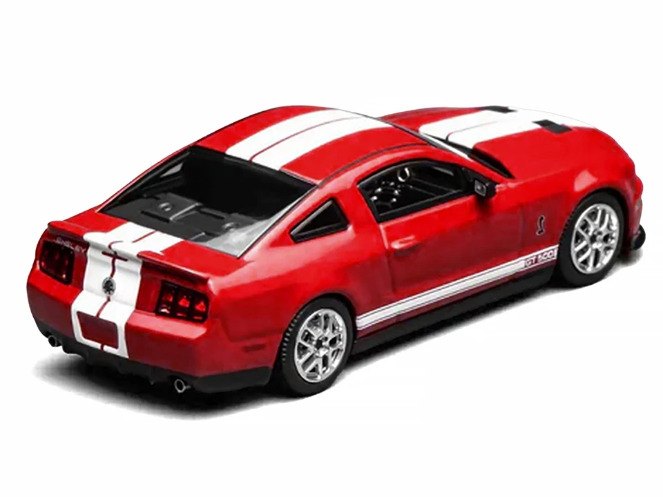 Ford Mustang Shelby GT500 2007 Torch Red with White Stripes 1:64 Motorhelix x Greenlight