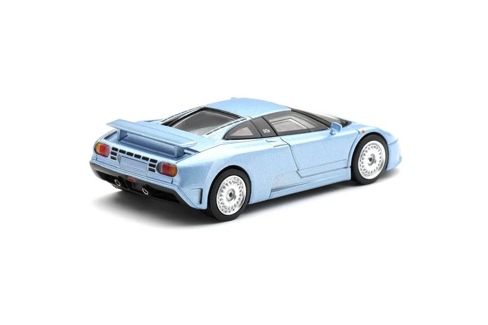 Bugatti EB110 GT azzurro metallizzato mondial de l'automobile 1992 1:64 Mini GT