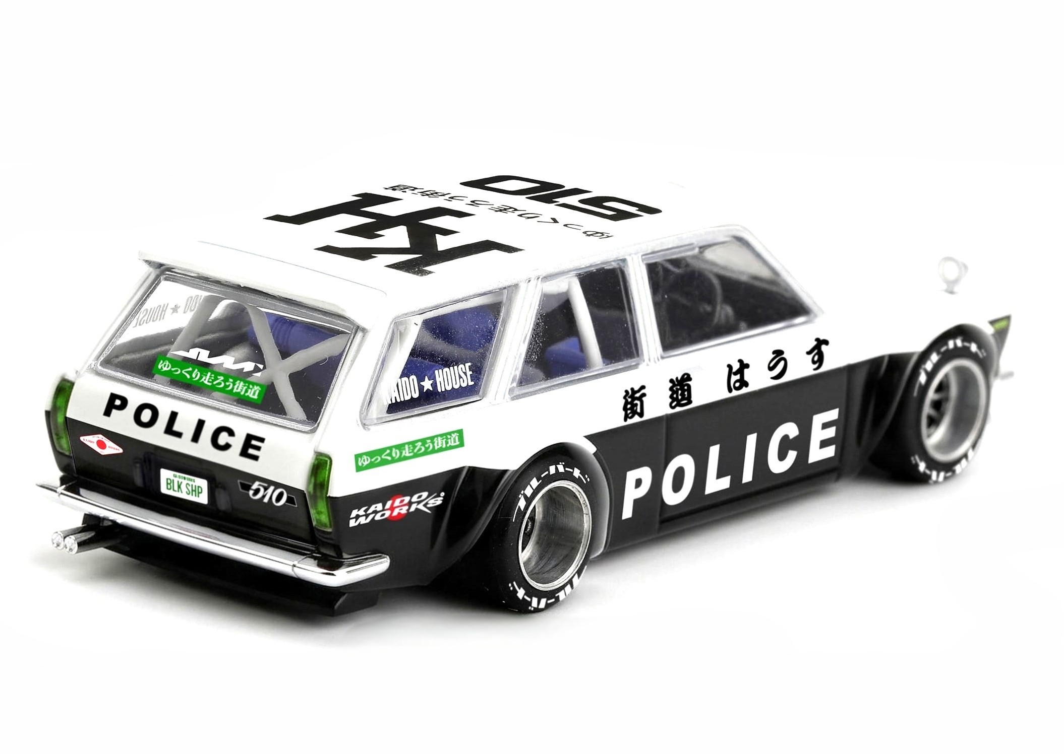 Datsun 510 1969 Kaido Wagon Police black/white 1:64 Mini GT