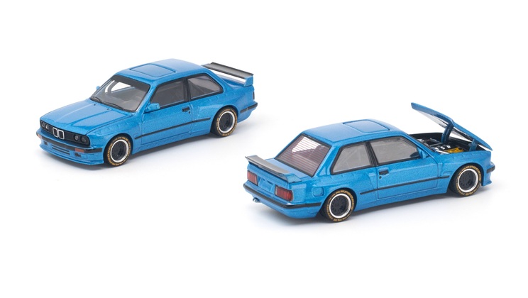 BMW E30 Pandem blue 1:64 Pop Race Limited