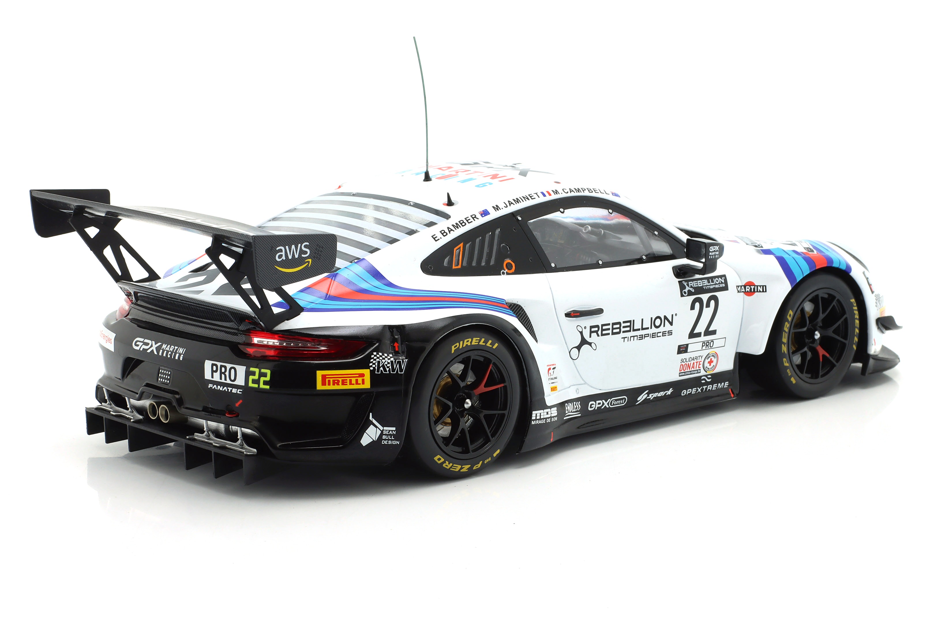 Porsche 911 GT3 R Martini Racing GPX #22 Bamber/ Campbell/ Jaminet 24H Spa 2021 1:18 Ixo Models