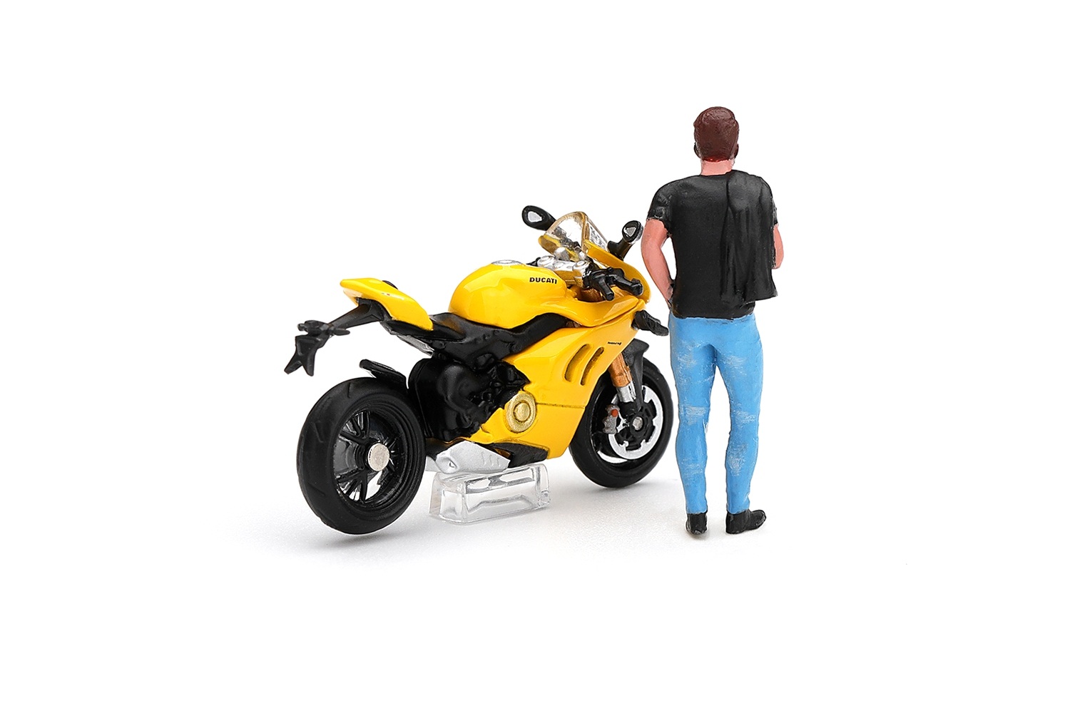 Ducati Panigale V4 S W/ Figure giallo 1:64 Mini GT