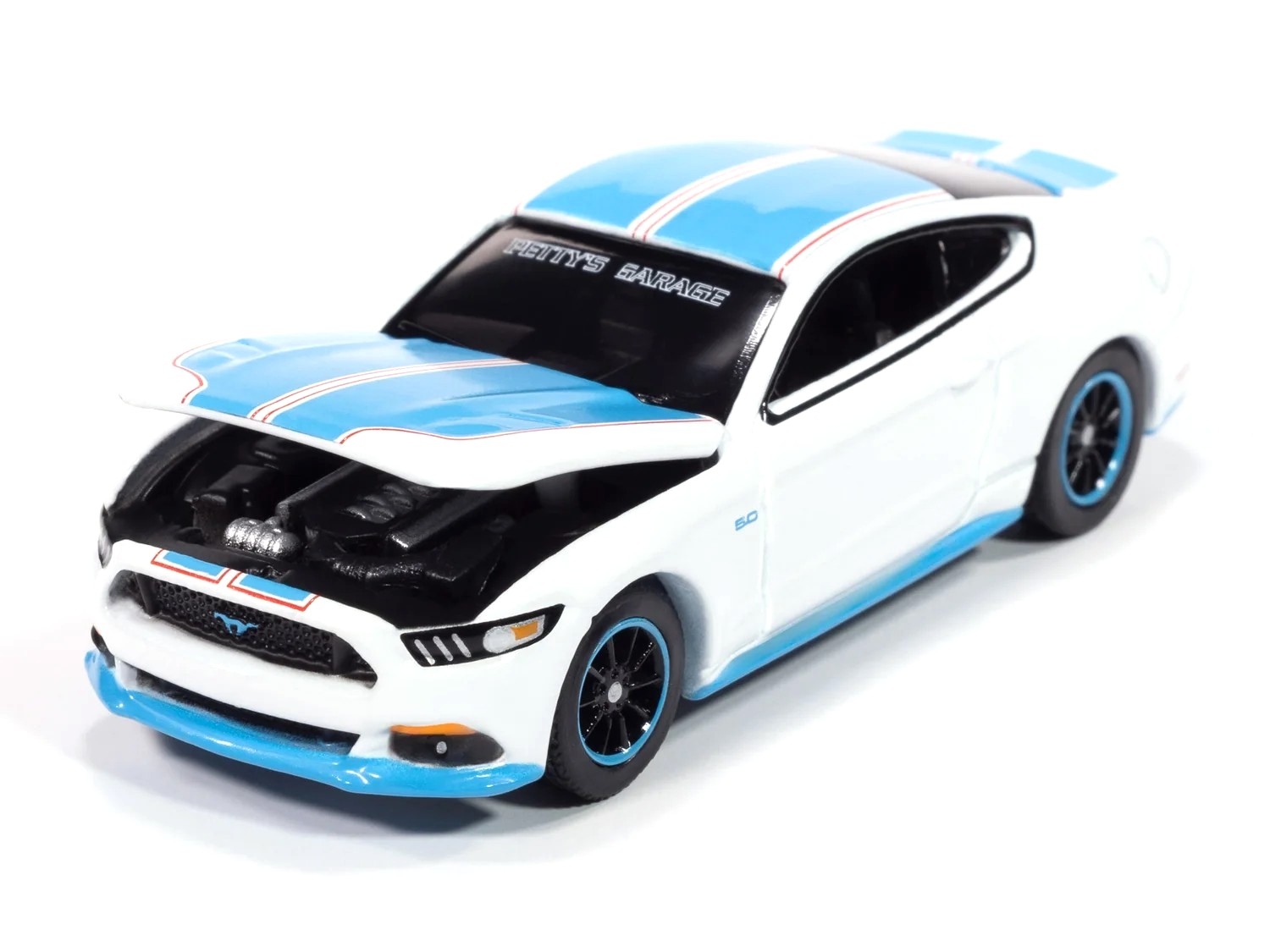 Ford Mustang GT Petty's Garage King Premier Edition 2016 *Modern Muscle* white/blue 1:64 Auto World
