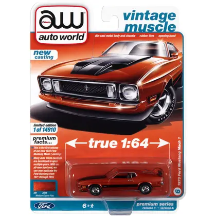 Ford Mustang Mach 1 1973 *Vintage Muscle* metallic copper/matt black 1:64 Auto World