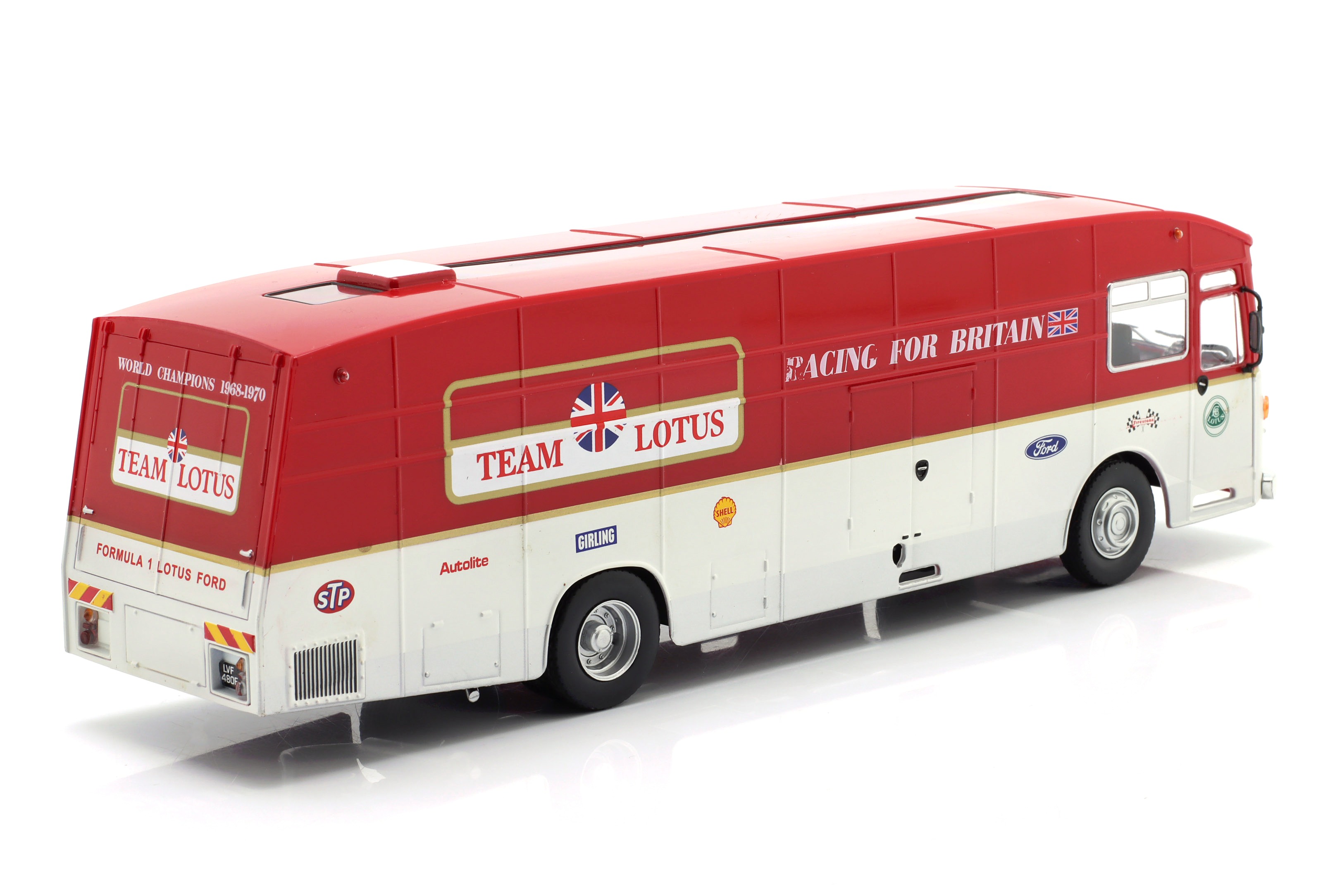 AEC Truck Car Transporter Team Hethel Lotus 2-Assi 1970 red/white 1:43 Hachette