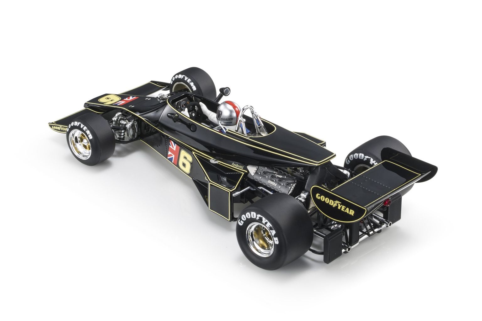 Lotus F1 77 John Player Team Lotus #6 M.Andretti Brazilian GP 1976 with Pilot Figure 1:18 GP Replicas