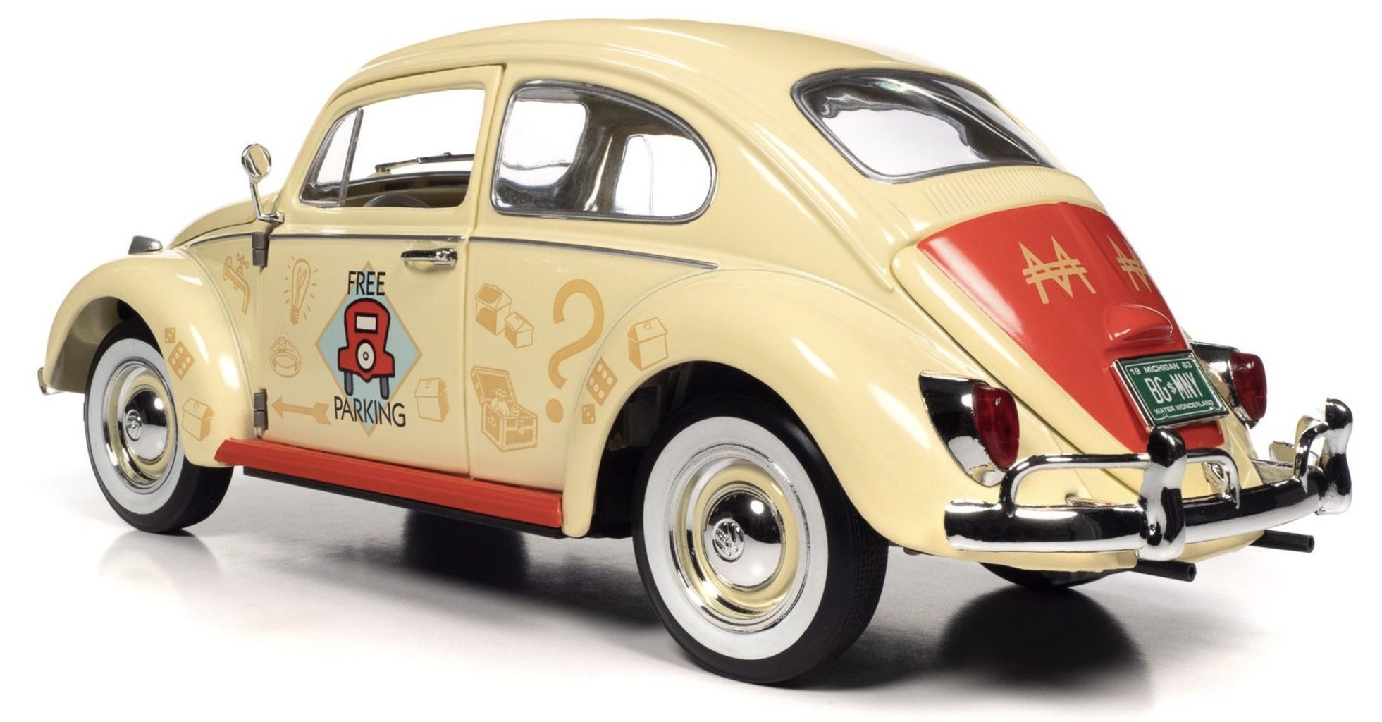 Volkswagen Beetle Monopoly Free Parking 1963 yellow 1:18 Auto World
