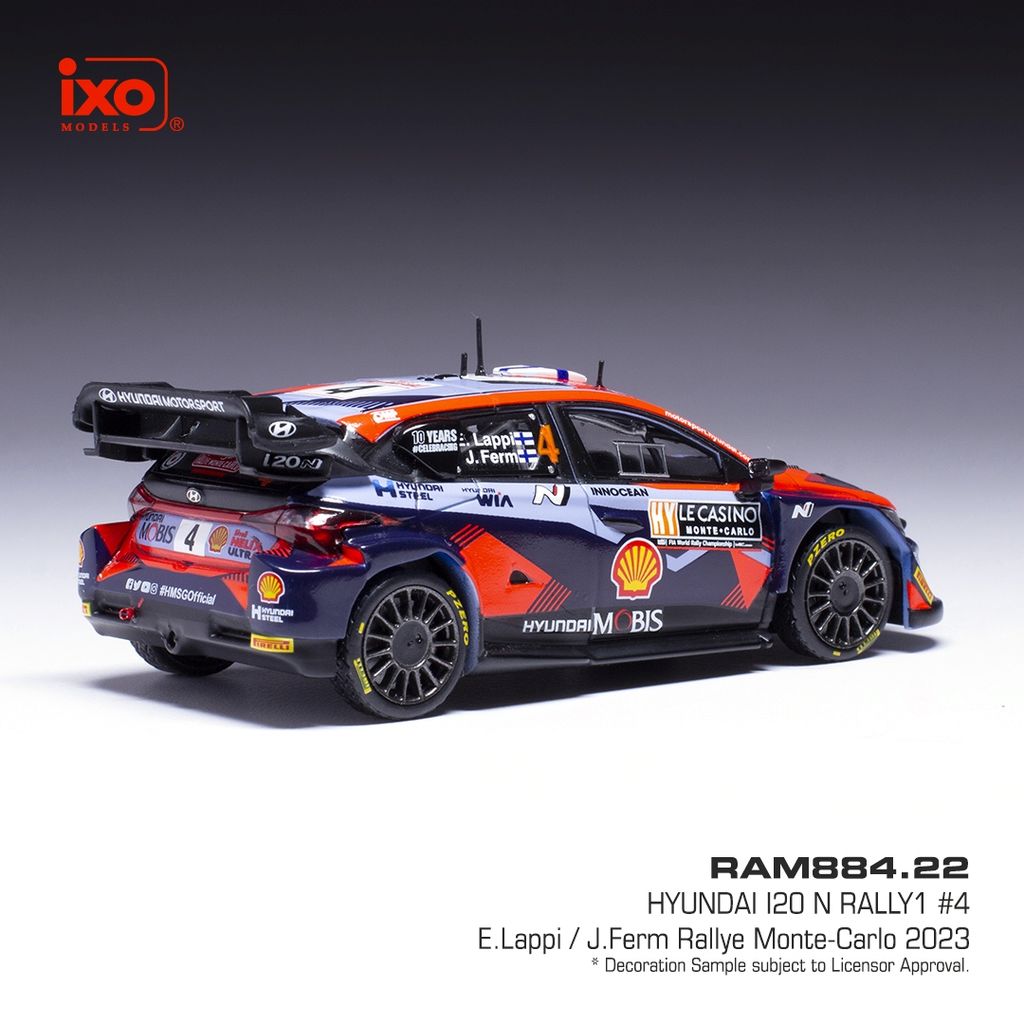 Hyundai i20 N #4 Lappi/Ferm WRC1 Rally Monte Carlo 2023 1:43 Ixo