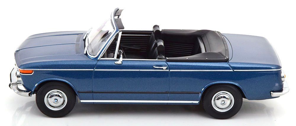 BMW 1600-2 Cabriolet 1968 with Removable Soft-Top dark blue metallic 1:18 KK Scale