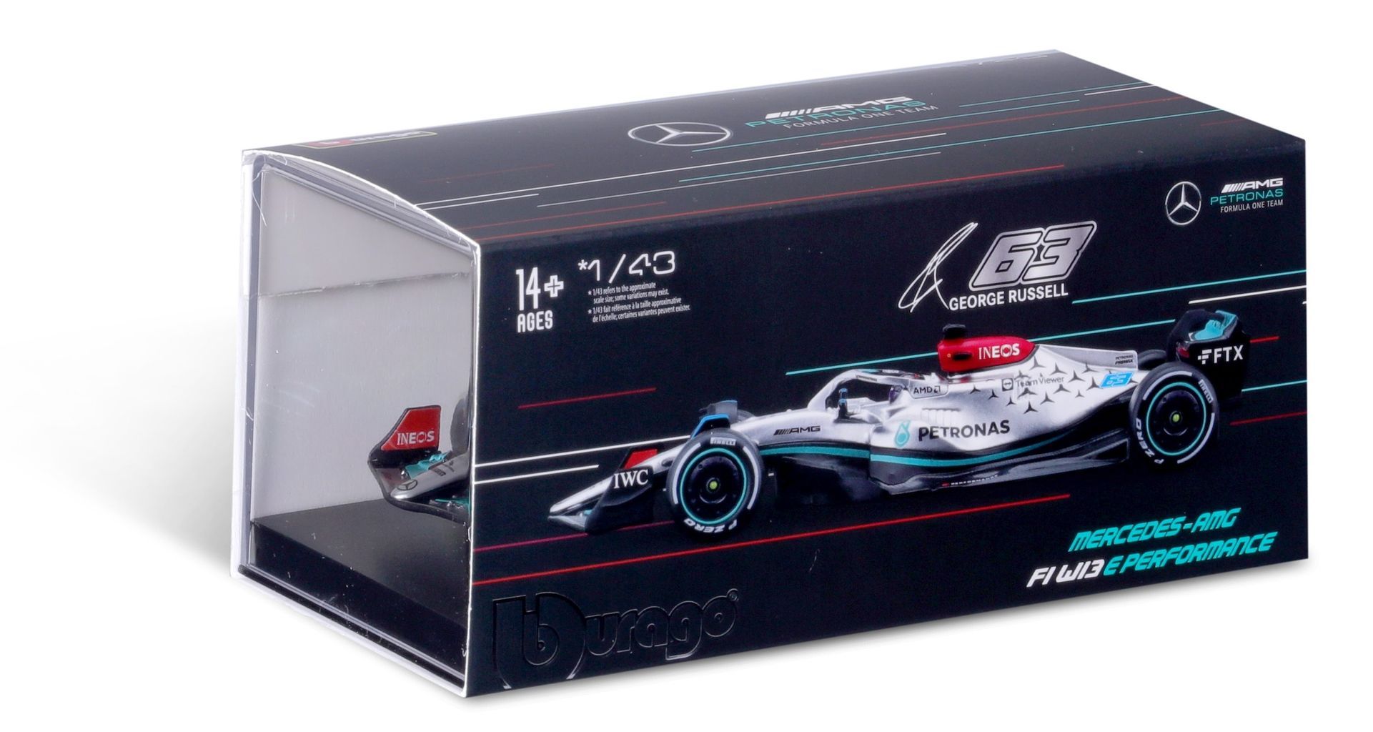Mercedes AMG W13E Performance #63 G.Russell F1 2022 1:43 Bburago
