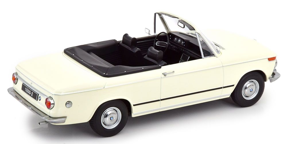 BMW 1600-2 Cabriolet 1968 with Removable Soft-Top white 1:18 KK Scale