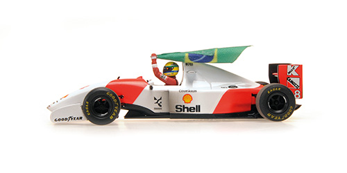 McLaren Ford MP4/8 #8 A.Senna Winner Australian GP 1993 with Flag - dirty version 1:43 Minichamps