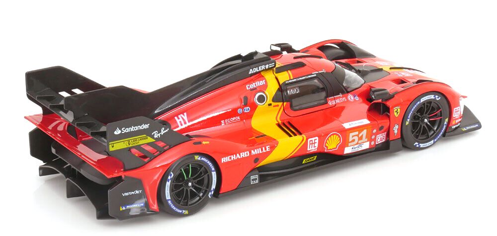 Ferrari 499P 3.0L Turbo V6 Team Ferrari AF Corse #51 Pier Guidi/Calado/Giovinazzi Winner 24H Le Mans 2023 1:18 Bburago