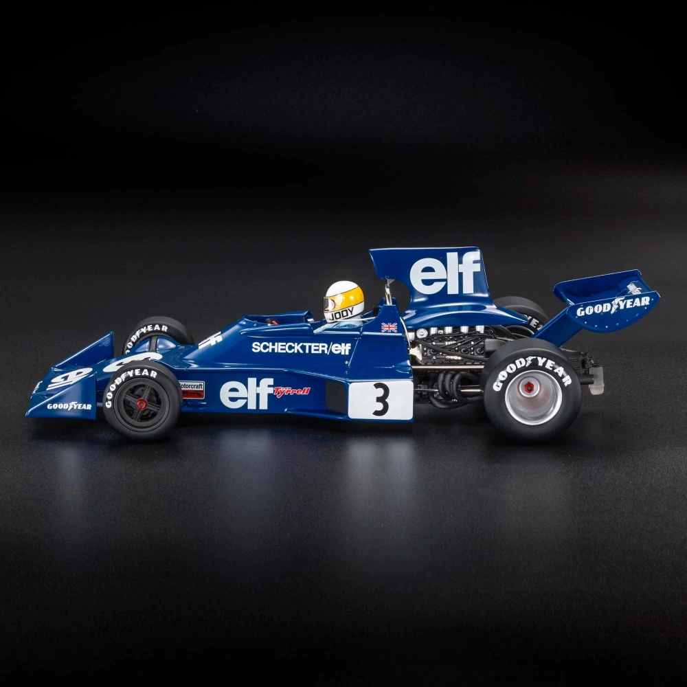 Tyrrell F1 Ford 007 Elf #3 J.Scheckter Winner GP Sweden 1974 with Driver Figure 1:18 GP Replicas