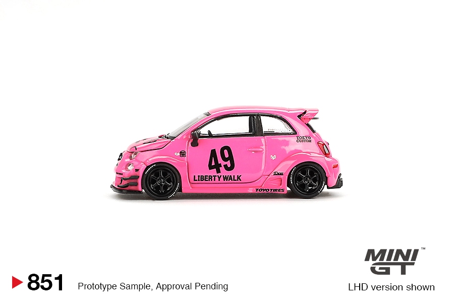 Fiat 595 Abarth LB-works 2024 Abas Works Pink 1:64 Mini GT
