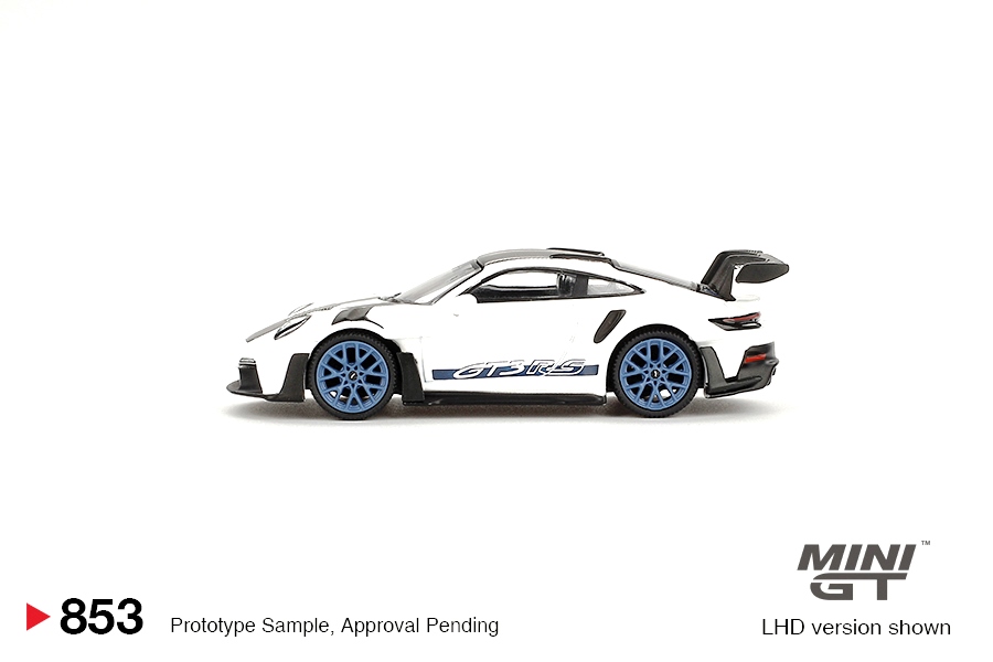 Porsche 911 (992) GT3 RS Weissach Package 2024 White with Indigo Blue 1:64 Mini GT
