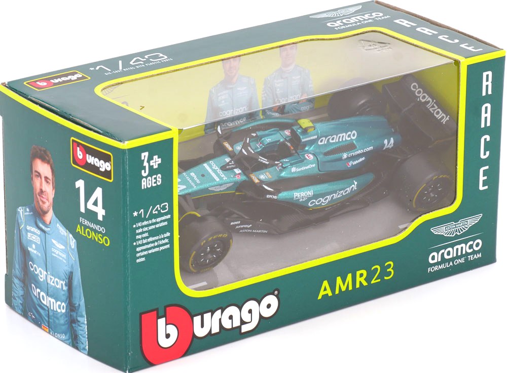 Aston Martin ARAMCO Cognizant F1 Team AMR23 #14 F.Alonso 2023 1:43 Bburago