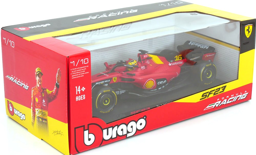 Ferrari F1 F-23 Team Scuderia Ferrari #16 Ch.Leclerc Monza Italy GP 2023 1:18 Bburago