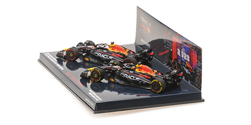 Set 2 Cars - Oracle Red Bull Racing RB19 M.Verstappen World Champion Qatar Sprint & GP 2023 1:43 Minichamps