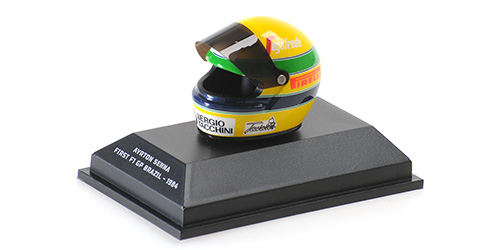 Helmet -  A.Senna First F1 GP Brazil 1984 1:8 Minichamps