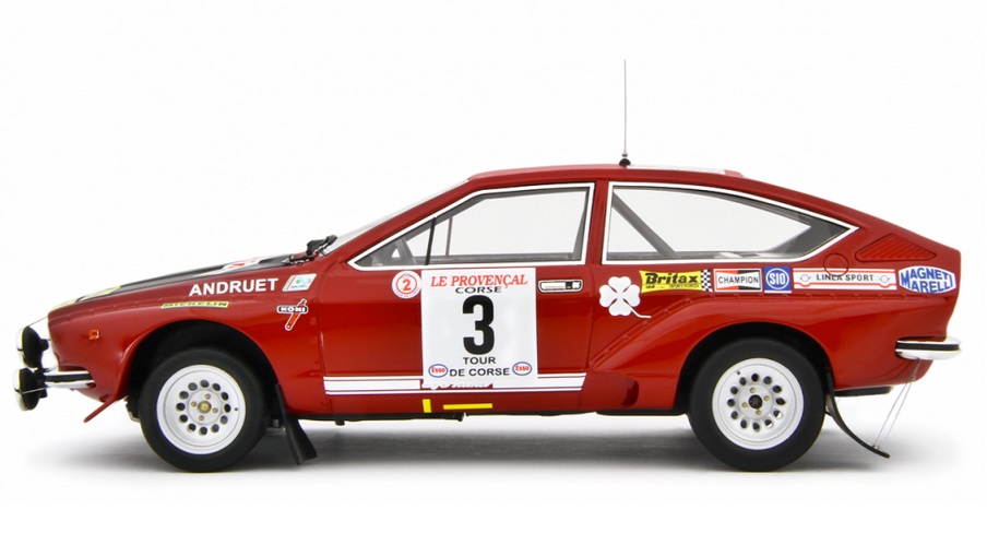 Alfa Romeo Alfetta Gr.2 #3 Autodelta Rally Tour de Corse 1975 Andruet - Jouanny 1:18 Laudoracing Model