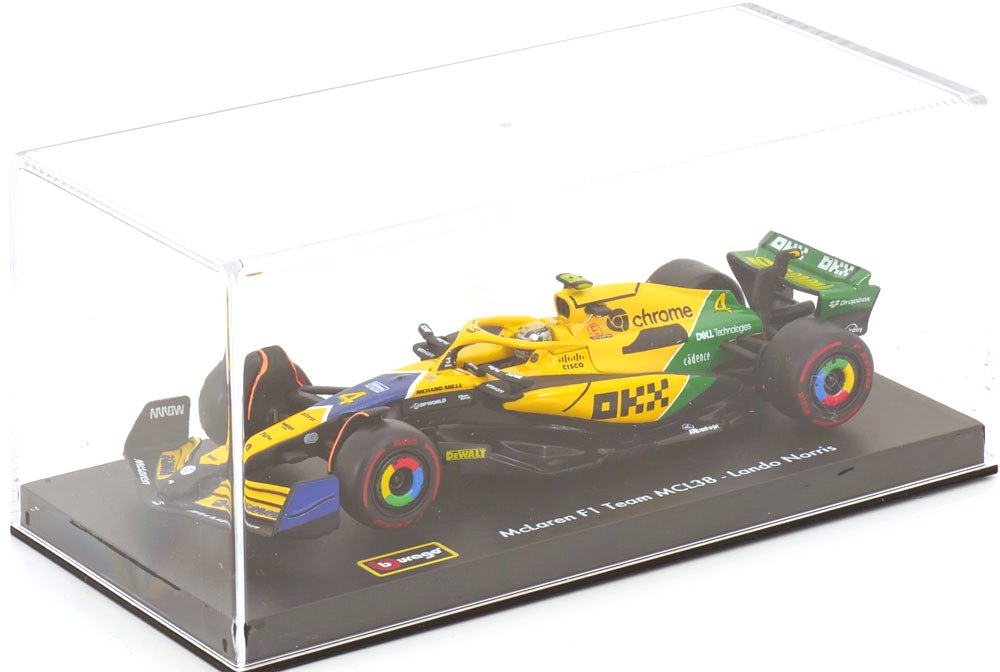 McLaren MCL 38 #4 L.Norris 4th Monaco GP Senna 30th Anniversary Livery 2024 with Helmet 1:43 Bburago