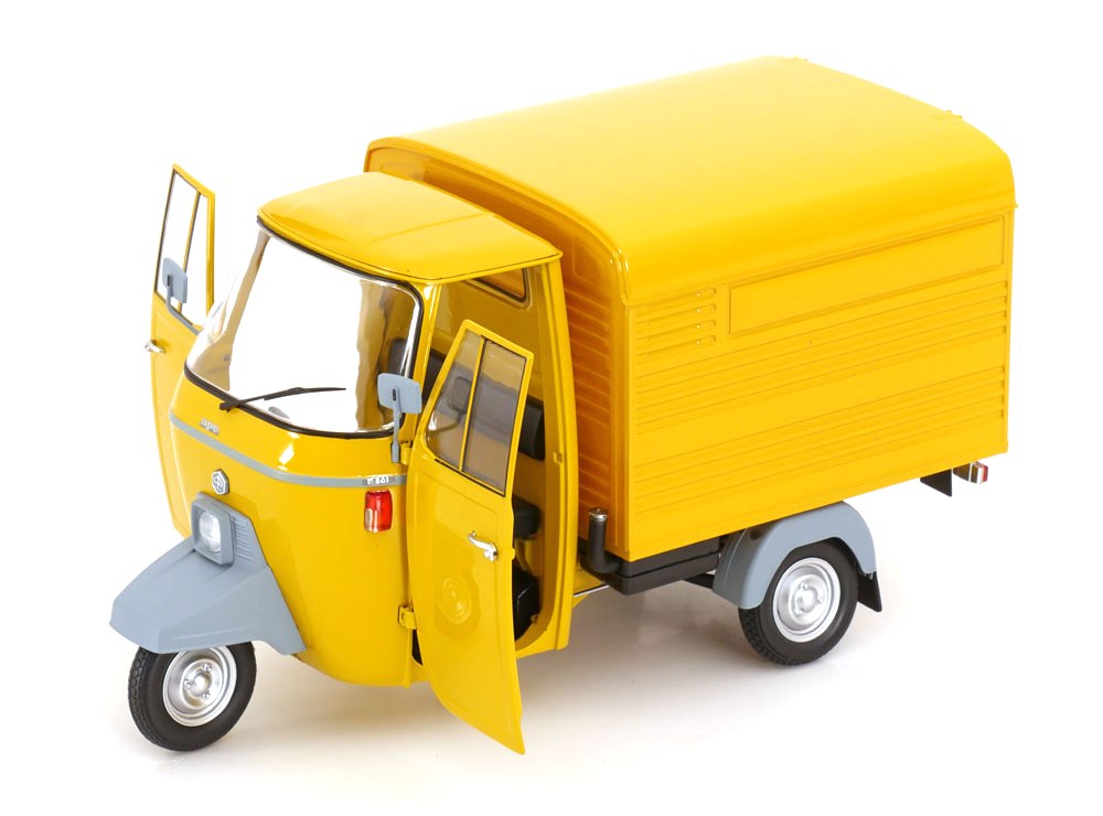 Piaggio APE P501 Van Closed 1979 with Showcase yellow 1:18 Mitica