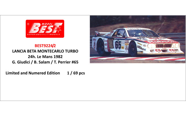 Lancia Beta Monte Carlo #65 Giudici/Salam/Perrier 24H Le Mans 1982 1:43 Best Model