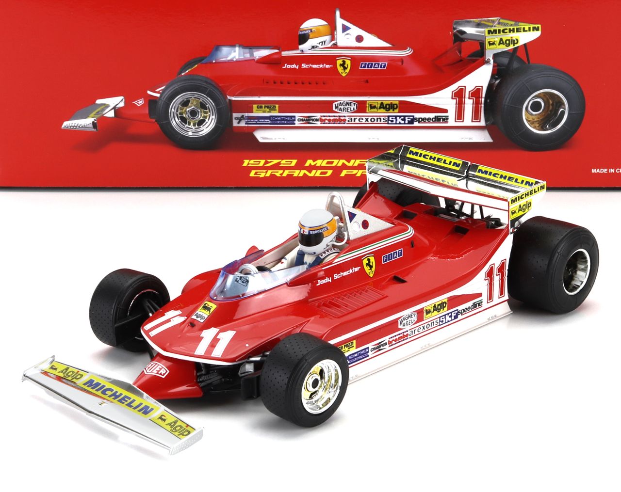 Ferrari F1 312T4 Short Tail #11 J.Scheckter Winner Monaco GP 1979 World Champion + Pilot 1:18 Bburago
