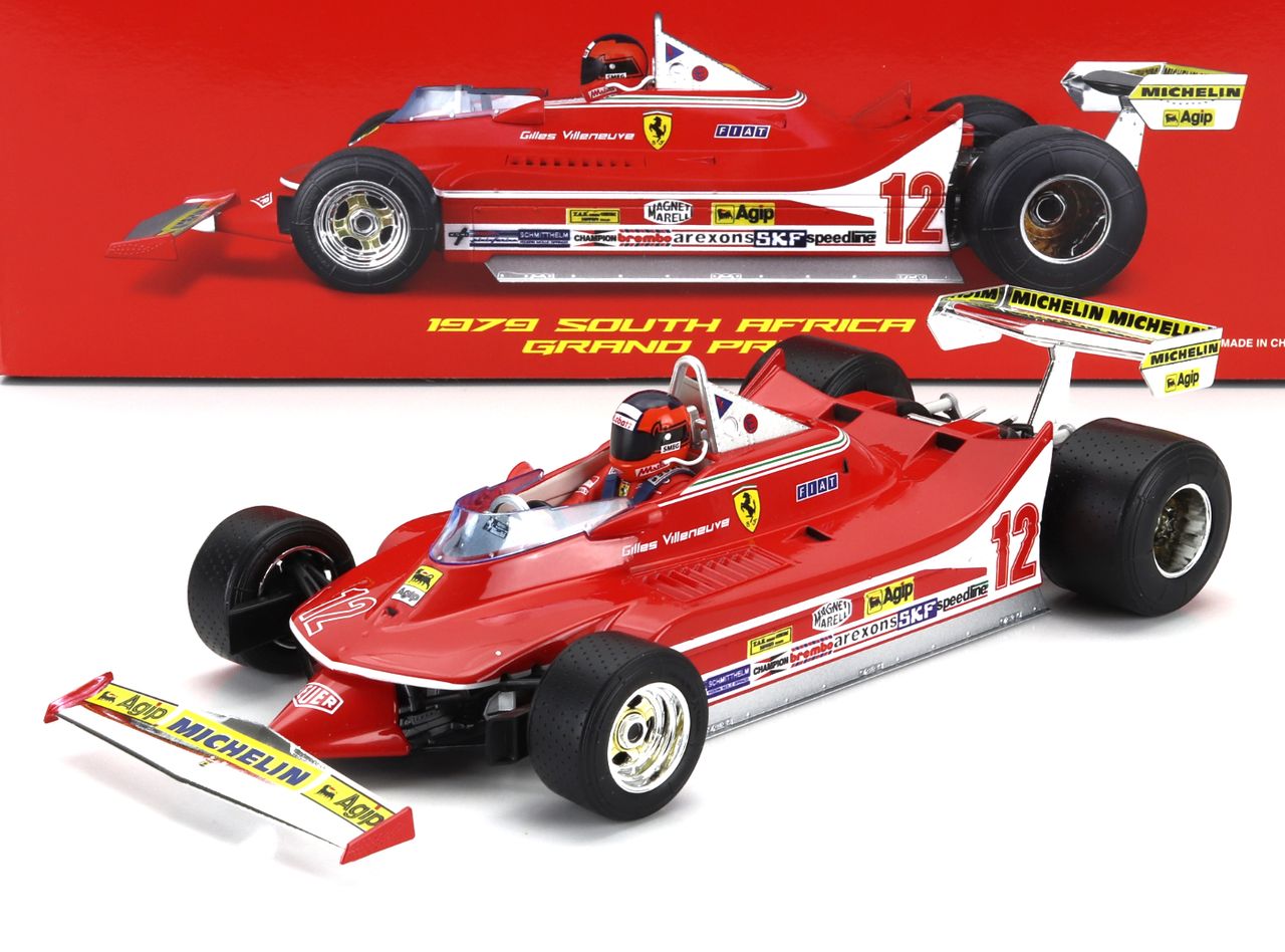 Ferrari F1 312T4 #12 G.Villeneuve Winner South Africa GP Kyalami 1979 + Pilot 1:18 Bburago