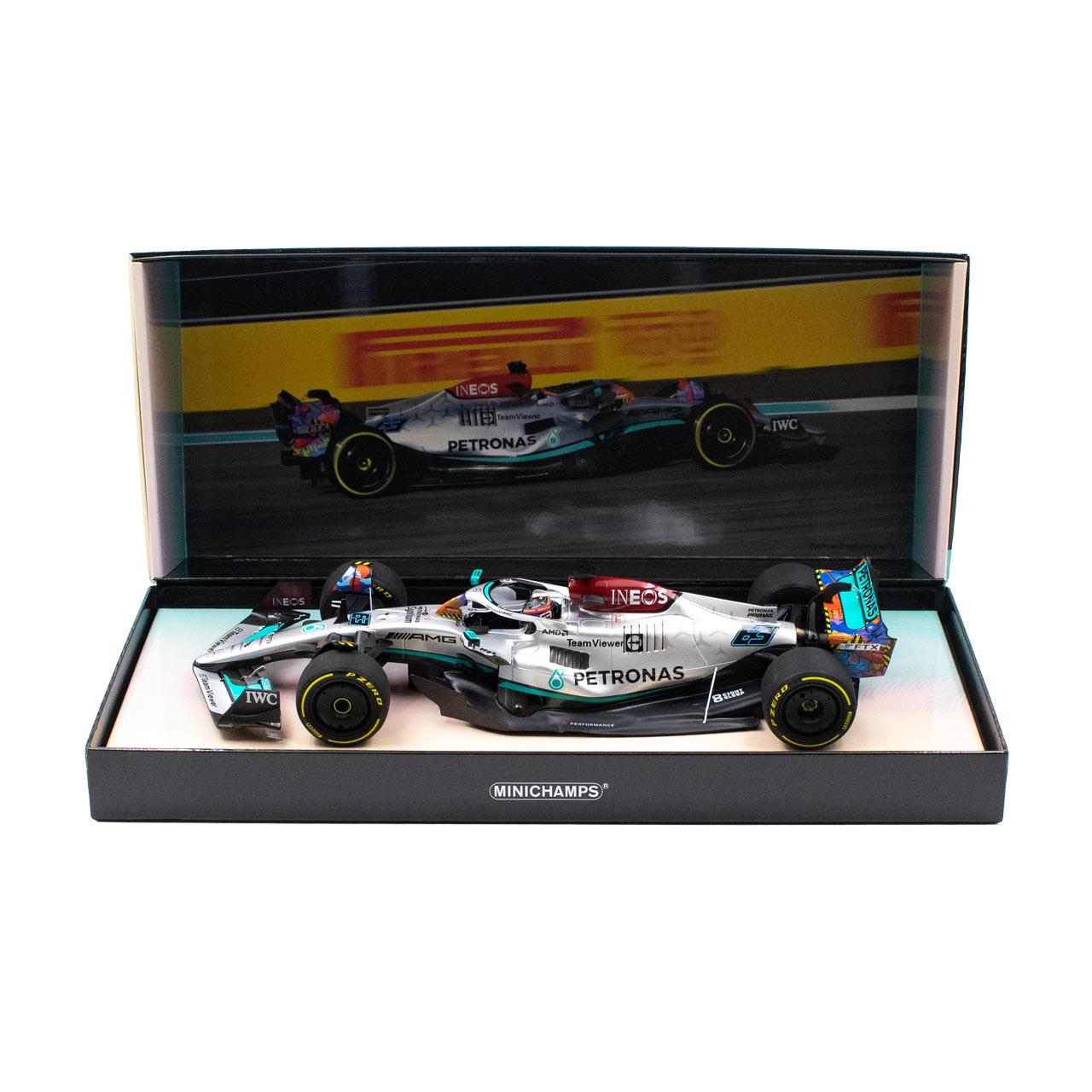 Mercedes-AMG F1 W13 #63 G. Russell 5th Miami GP 2022 1:18 Minichamps
