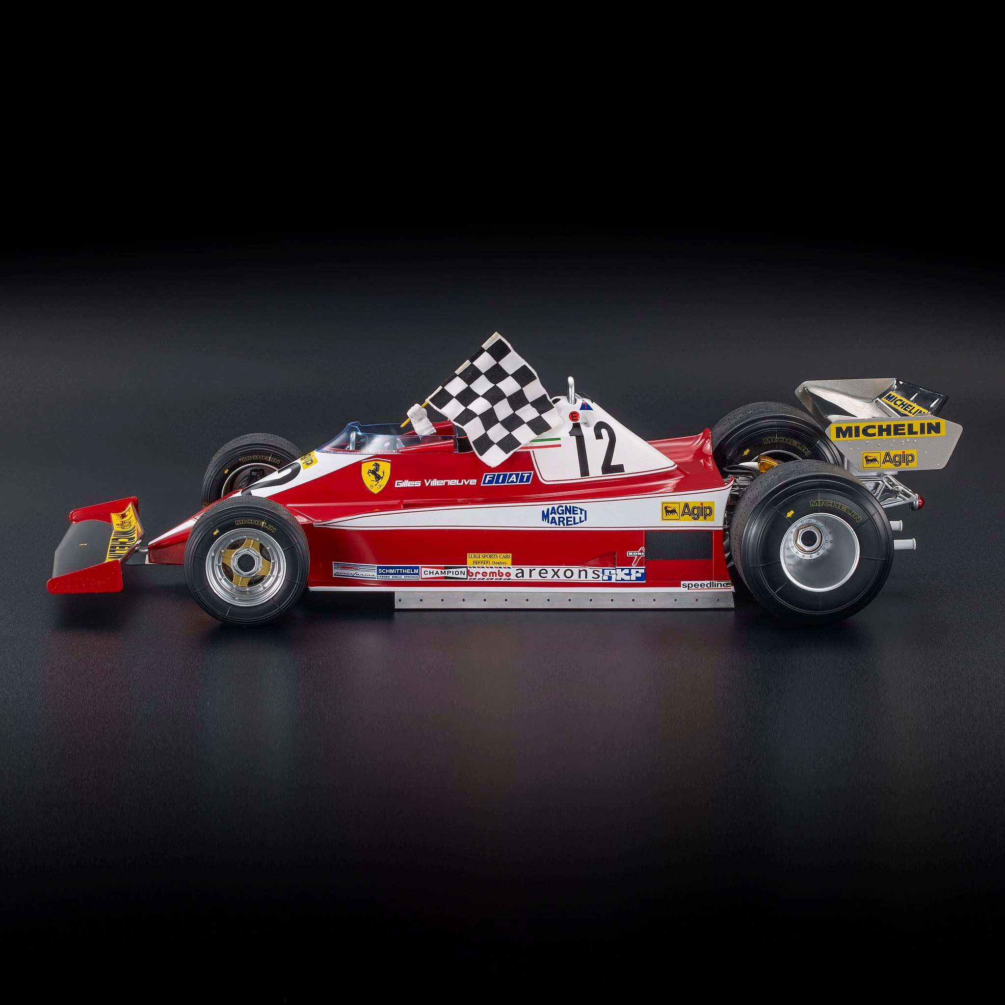 Ferrari F1 312T3 #12 G.Villeneuve Winner Canadian Montreal GP 1978 with Pilot Figure 1:12 GP Replicas