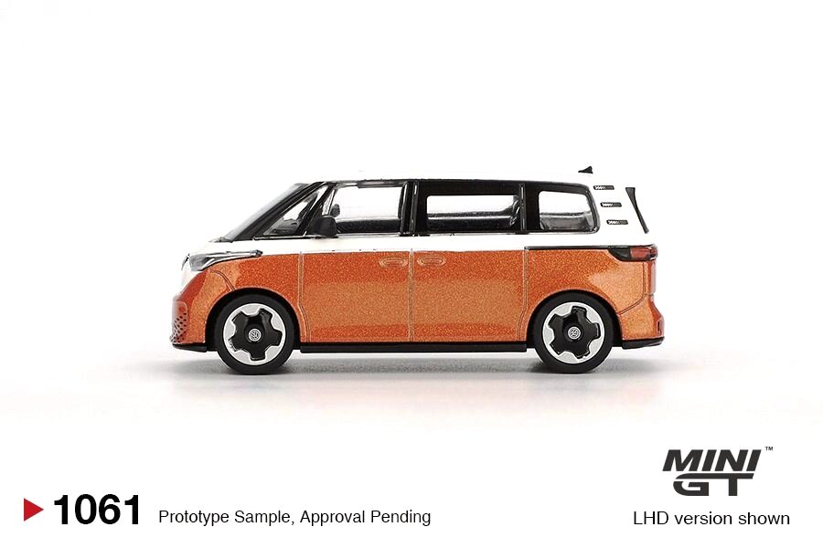 Volkswagen ID.Buzz Caravelle 2024 Candy White/Energetic Orange 1:64 Mini GT